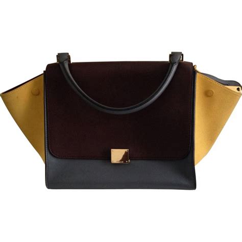 Trapèze leather handbag Celine Burgundy in Leather 